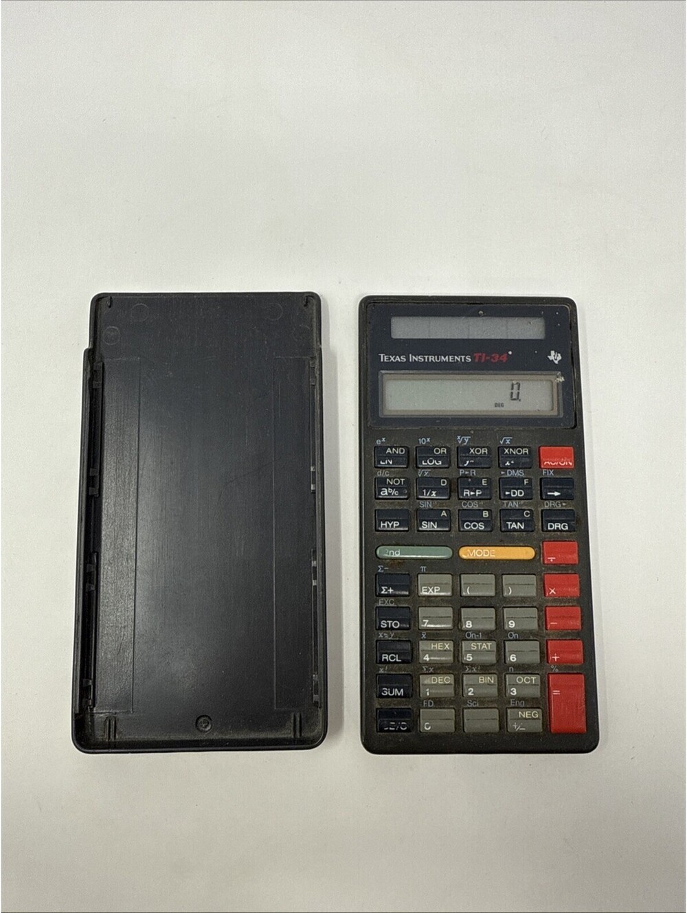 VTG 1988 Texas Instruments TI-34 Scientific Solar Calculator w/ Cover